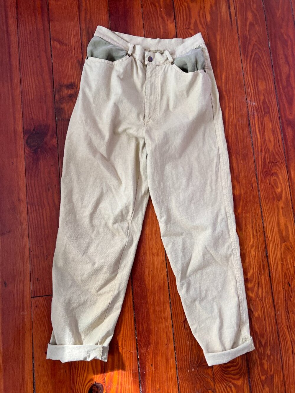 Vintage Green Cotton Workwear Pants